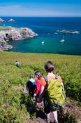 Walkers on Great Saltee Island, County Waterford, Ireland.