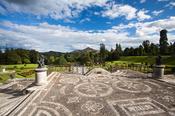 The gardens and forecourt of Powerscourt House, Enniskerry, Co Wicklow, Ireland.