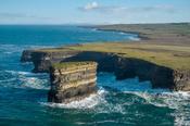 Aerial view of Downpatrick Head and Dun Briste seastack, County Mayo, Ireland. image