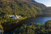 Aerial view of Kylemore Abbey, Connemara, County Galway, Ireland.