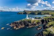 Aerial view of Fanad Head Lighthouse, County Donegal, Ireland.