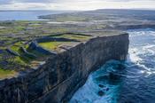Aerial view of Dun Aengus prehistoric fort and Inishmore Island, County Galway, Ireland. image