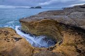 Erosion feature on the coastline, Ballintoy, County Antrim, Ireland. image
