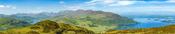 Panorama from the summit of Torc Mountain, Killarney National Park, County Kerry, Ireland.