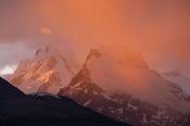 Sunset light on peaks of Los Glaciares National Park, Patagonia, Argentina