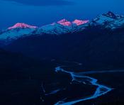Fiero Valley to the summits of Cerro Fiero, Cerro Cuerno de Plata and the highest mountain in Patagonia - Monte san Valentin,  Laguna San Rafael National Park, Patagonia, Chile.