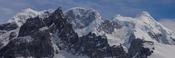 Summits of the Cordon Aysen, Northern Patagonian Icefield, Laguna San Rafael National Park, Patagonia, Chile.