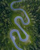 Hairpins on the Passo Giau near Cortina, Dolomites, Italy.