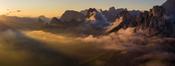 Evening mist around Passo Giau, Dolomites, Italy