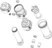 Sram Rockshox Spare  Rear Shock Damper Shaft Assembly  Includes Shaft Needle Eyelet Stud Bumper Reducer  Super Deluxe Coil A1A2 Standard Shaft Eyelet  75MM