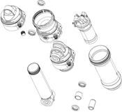 Sram RockShox Spare  Rear Shock Eyelet Assembly  Eyelet Damper Body  Adj Hydraulic BottomOut  ORings Reservoir  Controls Not Included Standard Super Deluxe Coil HBO Only B1 2023  47555MM