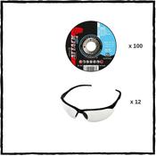 100 Cutting Discs 4.5"+ Box 12 Esab Clear String Safety Specs