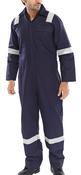 Beeswift Nordic Design Fire Retardant Boilersuit Navy Blue (Hi Vis Stripes)