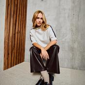 Tuzzi Cream Sweater with Brown Stripe On Sleeve image