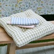 Walton &amp; Co Gingham Seat Pad with Ties | Pale Olive