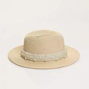 Pia Rossini Verity Pearl Trimmed Straw Fedora Hat