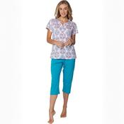 Pastunette Turquoise Print Half Button Pyjama Set