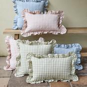 Gingham Ruffle Rectangular Cushion | Plaster Pink