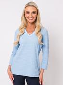 V Neck Top - Baby Blue/White image