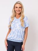 V NECK ELASTIC TOP - BABY BLUE image