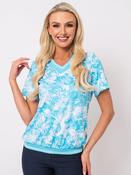 V NECK ELASTIC TOP - TURQ image