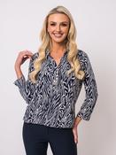 Revere Collar Top - Navy/Beige image