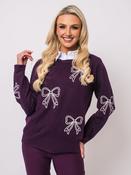 Bow Embroidery Knit - Mulberry