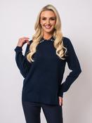 Pearl Neck Knit - Navy image