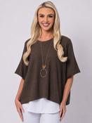 Short Sleeve Knit - Chocolate - One Size image