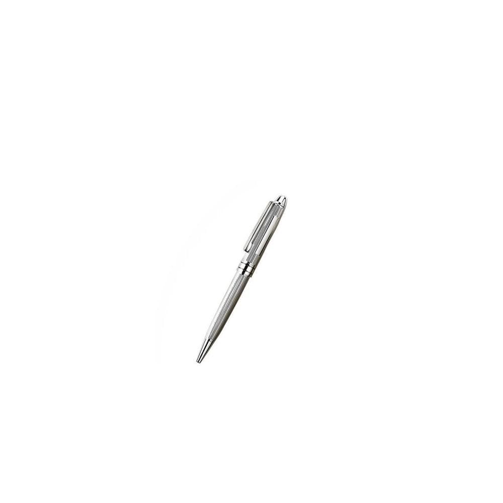 Newbridge Silverware Ball Point Pen Chrome Ribbed Engravable