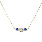 Gerry Browne Gold 9ct 3 Stone Blue And Clear Pendant image