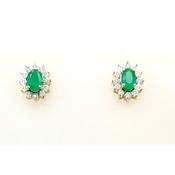 Gerry Browne Gold 9ct Emerald &amp; Diamond Cluster Earrings