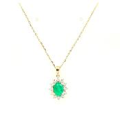 Gerry Browne Gold 9ct Gold Emerald &amp; Diamond Pendant