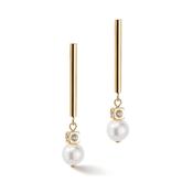 Coeur de Lion Earrings Asymmetry Freshwater Pearls &amp; stainless steel white-gold image
