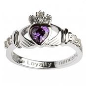 Celtic Irish February Birthstone Claddagh Ring image