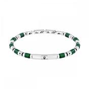 Maserati Gents Green Agate Bead Bracelet