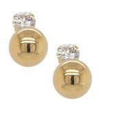 Gold Ball And Cz Earrings image