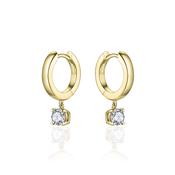 Gisser Gold Plated Hoop And Cz Earrings image