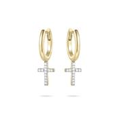 Gisser Gold Plated Stone Set Cross And Hoop Earrings