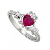 PURE Silver July Birthstone Claddagh Ring image
