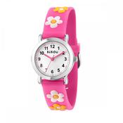 Kikou Kids Watches KIKOU KIDS MIGNON 26MM WHITE DIAL PINK FLOWER STRAP WATCH