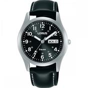 Lorus Watches Lorus Classic 38 mm Quartz Watch Black Dial Leather Strap image