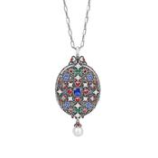 Newbridge Silverware Jewellery &amp; Watches Ornate Locket With Coloured Stone Detail