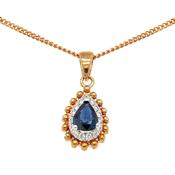 Gerry Browne Gold Pear SapphireDiamond Cluster Pendant image