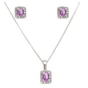 Gerry Browne Gold Pink Sapphire Stone Pendant &amp; Earrings image