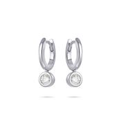 Gisser Silver Hoop And Solitaire Drop Earrings image