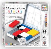 Mondrian Blocks - White Edition. Set up the fixed black blocks as shown on the card. Then simply fill in the remaining pieces. Box Contains 88 Challenges. image