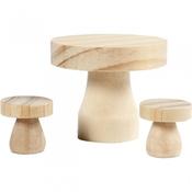 Mushroom Table with 2 Stools 6x5cm