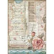 Stamperia Rice Paper A4 Passion Roses &amp; Music image