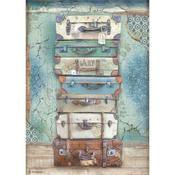 Stamperia Rice Paper A4  Atelier Luggage